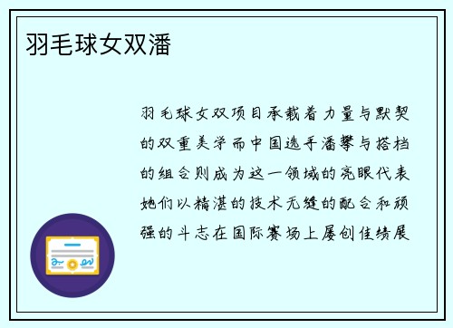羽毛球女双潘